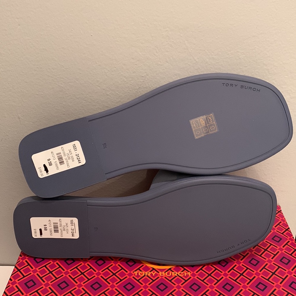 Tory Burch Double T Logo Flat Slide Sandals - Picture 4 of 9